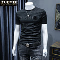 Short Sleeve T-shirt Men's Slim Embroidered Light Luxury New Trend Summer Round Neck Male Tees Top Man Wear Clothing M-4XL