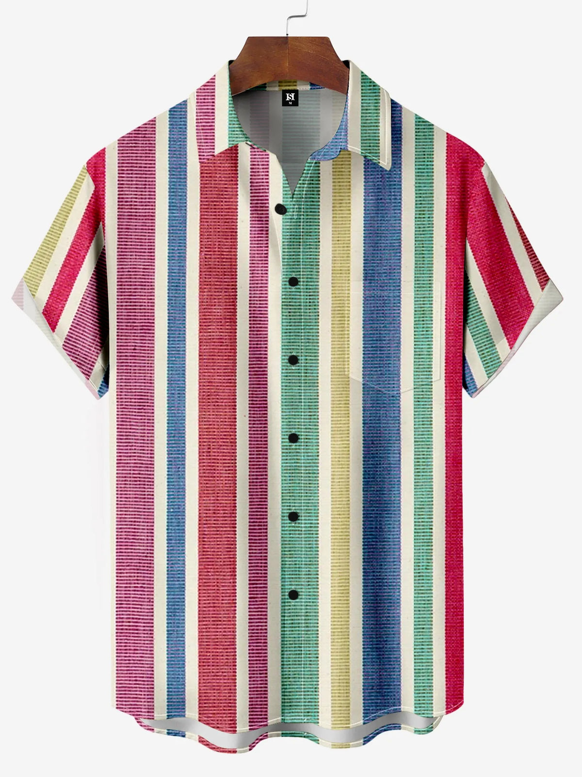 Men's Colorful Striped Short Sleeve Shirt