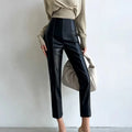 PU Autumn Winter Leather Pencil Pant Women Bodycon Fashion Office High Waist Ladies Trousers Casual Woman Pants