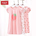 Girl Strawberry Prints Nightgown Dress Cotton Soft Breathable Kids Sleep Wear Quality Home Wear Size 110-170