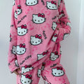 Winter Hello Kitty Pajamas Set Flannel Pants Kawaii Cartoon Pajama Suit Warm Thickened Woman Pants Plush Homewear Cute Sleepwear