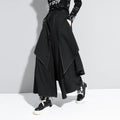 Korean Woman Pants New 2025 Black Loose False Two-piece Wide Legs Pants Ladies Casual Streetwear Hurajuku Trousers  Ladies