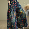 Flower Floral Print Autumn Wide Leg Pant Women Loose Pleated Fashion Ladies Oversized Trousers Elastic Waist Woman Pants
