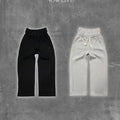 Unisex Fashion Pants Fake Two Piece Pants 2025 Spring Double Waist Pants Loose Drawstring Pants Embroidered Waist Pants
